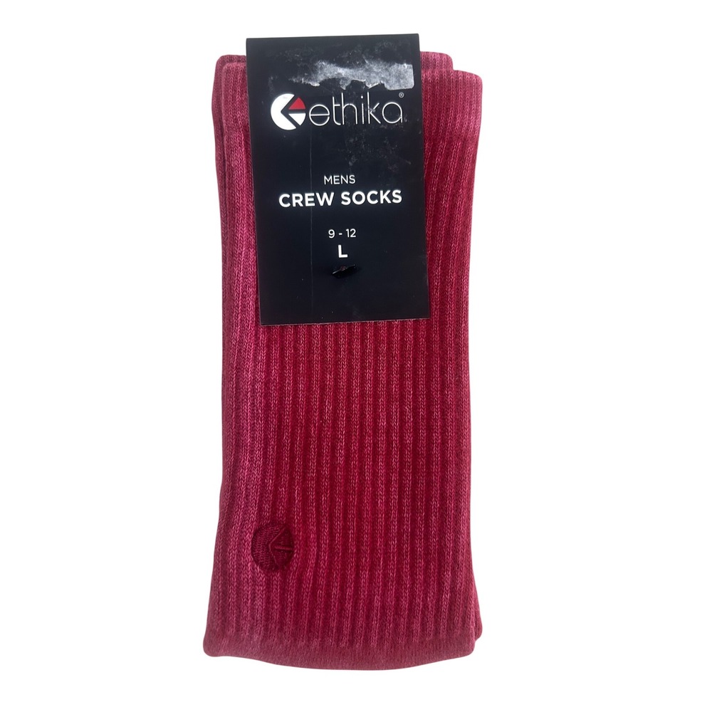 Ethika Crew Socks Mens L Maroon New Ribbed Cotton Blend MLSC1113-MAR-L